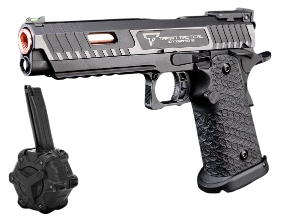 EMG TTI Licensed JW3 2011 Combat Master Airsoft Training Pistol (Model: Green Gas / Add Drum Magazine) image 0