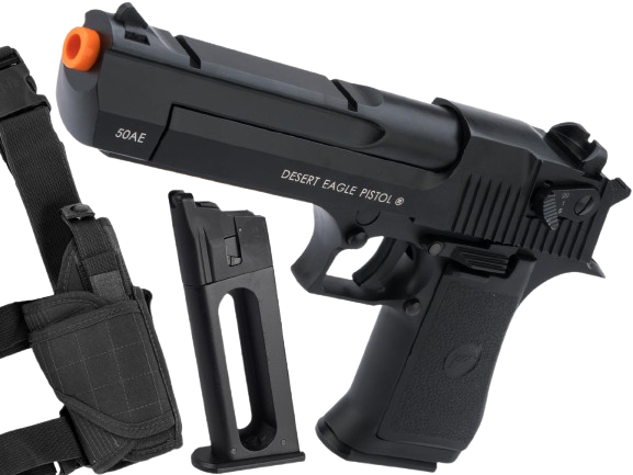 Cybergun Magnum Research Licensed Select Fire Desert Eagle CO2 Gas Blowback Airsoft Pistol by KWC (Color: Black / Add Magazine + Holster) image 0
