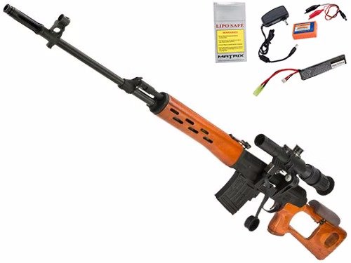 Matrix AK SVD Airsoft AEG Sniper Rifle by CYMA - Metal Receiver / Real Wood (Package: Add 7.4v LiPo Battery + Charger) image 0
