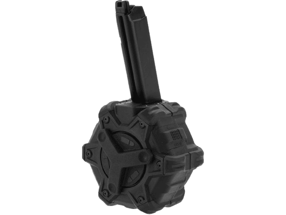 AW Custom Drum Magazine for Gas Blowback Airsoft Pistols & Rifles (Model: SAI BLU/Elite Force GLOCK / Black) image 0