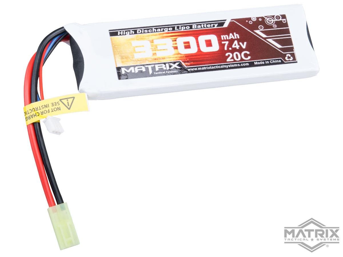 Matrix High Performance 7.4V Brick Type Airsoft LiPo Battery (Configuration: 3300mAh / 20C / Small Tamiya) image 0