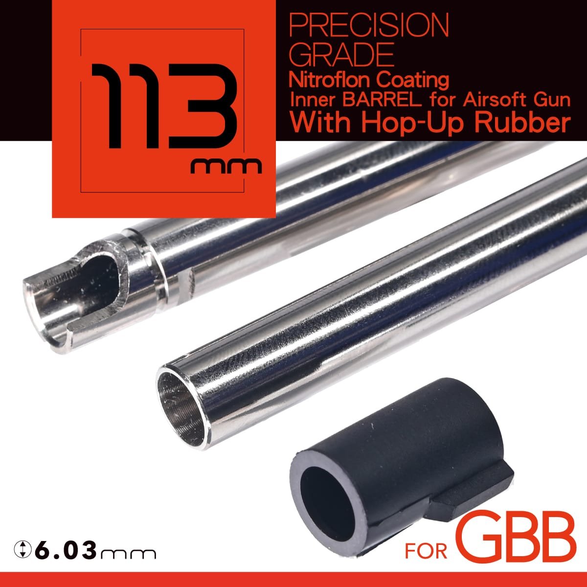 Unicorn Airsoft 6.03 NITROFLON Coated Brass Inner Barrel for Tokyo Marui GBB Airsoft Guns (Length: 113mm) image 0