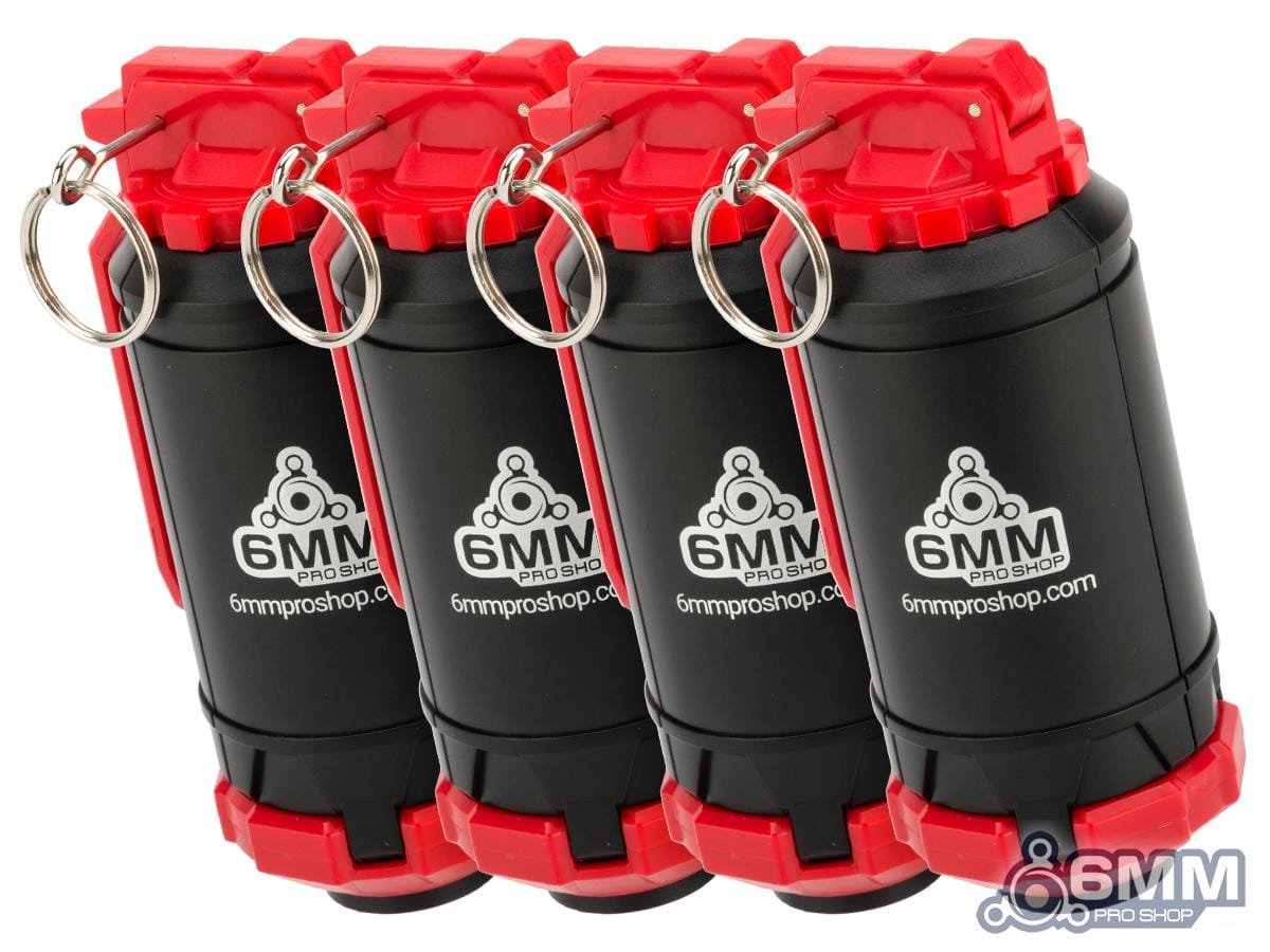 6mmProShop GBR Airsoft Mechanical BB Shower Simulation Hand Grenade (Model: Type B / Red / 4-Pack) image 0