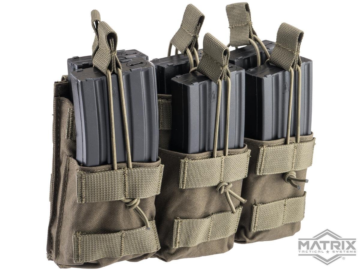 Matrix Double Stack Triple Open Top Magazine Pouch (Color: Ranger Green) image 0