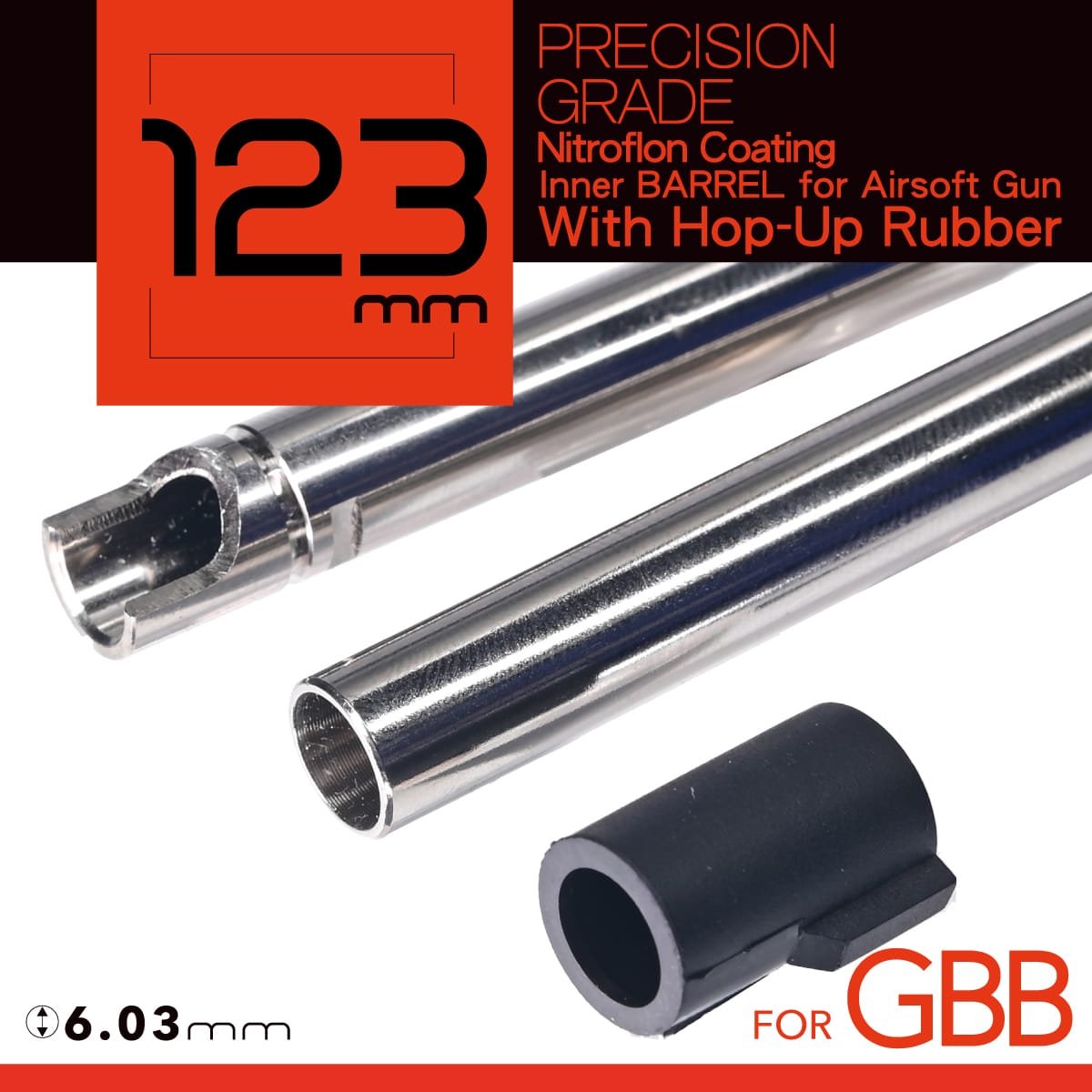 Unicorn Airsoft 6.03 NITROFLON Coated Brass Inner Barrel for Tokyo Marui GBB Airsoft Guns (Length: 123mm) image 0