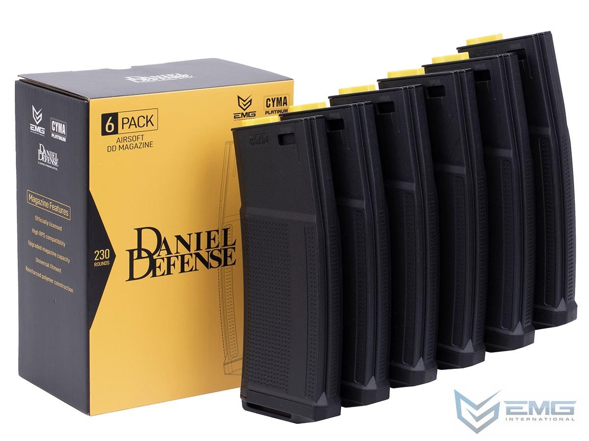 EMG Daniel Defense Licensed 230 Round Mid-Cap Polymer Magazine for M4/M16 Series Airsoft AEG Rifles (Model: 6 Pack) image 0
