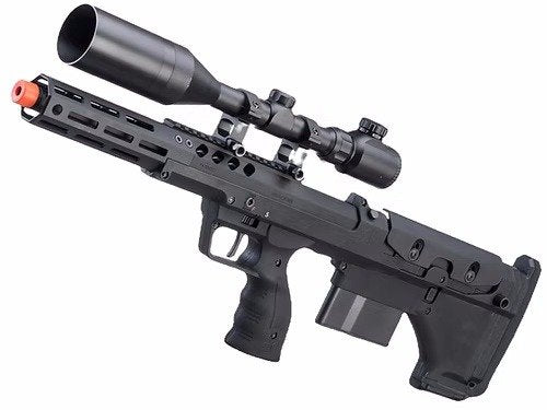 Desert Tech SRS-A2 16" Covert Pull Bolt Action Bullpup Sniper Rifle by Silverback Airsoft (Color: Black / Right-Handed) image 0
