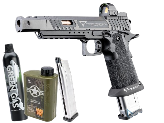 EMG TTI Licensed 2011 Combat Master Alpha Optic Ready Airsoft Training Pistol (Model: Standard - Semi-Auto / Green Gas / Reload Package) image 0