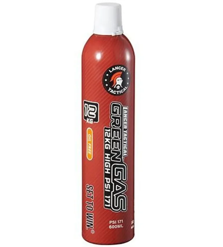 Lancer Tactical 600ml Green Gas Classic, Oil Free, 12kg ( 5 Pack )