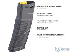EMG Daniel Defense Licensed 230 Round Mid-Cap Polymer Magazine for M4/M16 Series Airsoft AEG Rifles (Model: 6 Pack) image 1