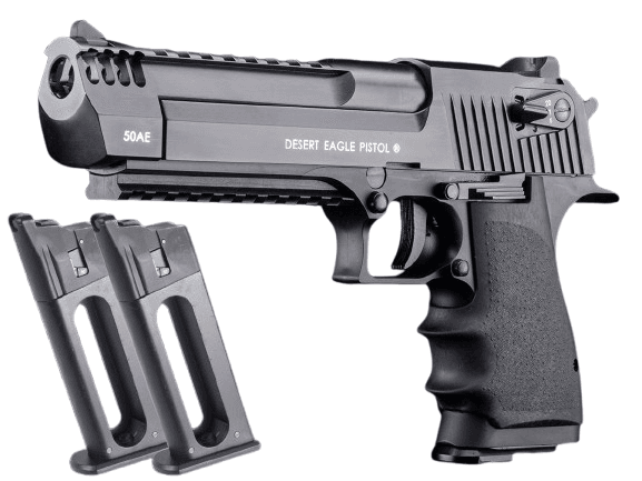 Cybergun Magnum Research Licensed Desert Eagle L6 Semi Auto CO2 Gas Blowback Airsoft Pistol by KWC (Color: Black / Reload Package) image 0