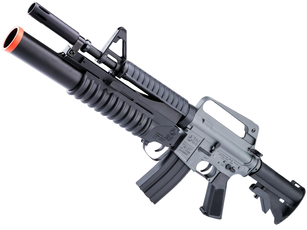 Cybergun x Colt Airsoft AEG Rifle with E-Shooter Kestrel ETU
(Model: XM177E2 w/ M203 Launcher)