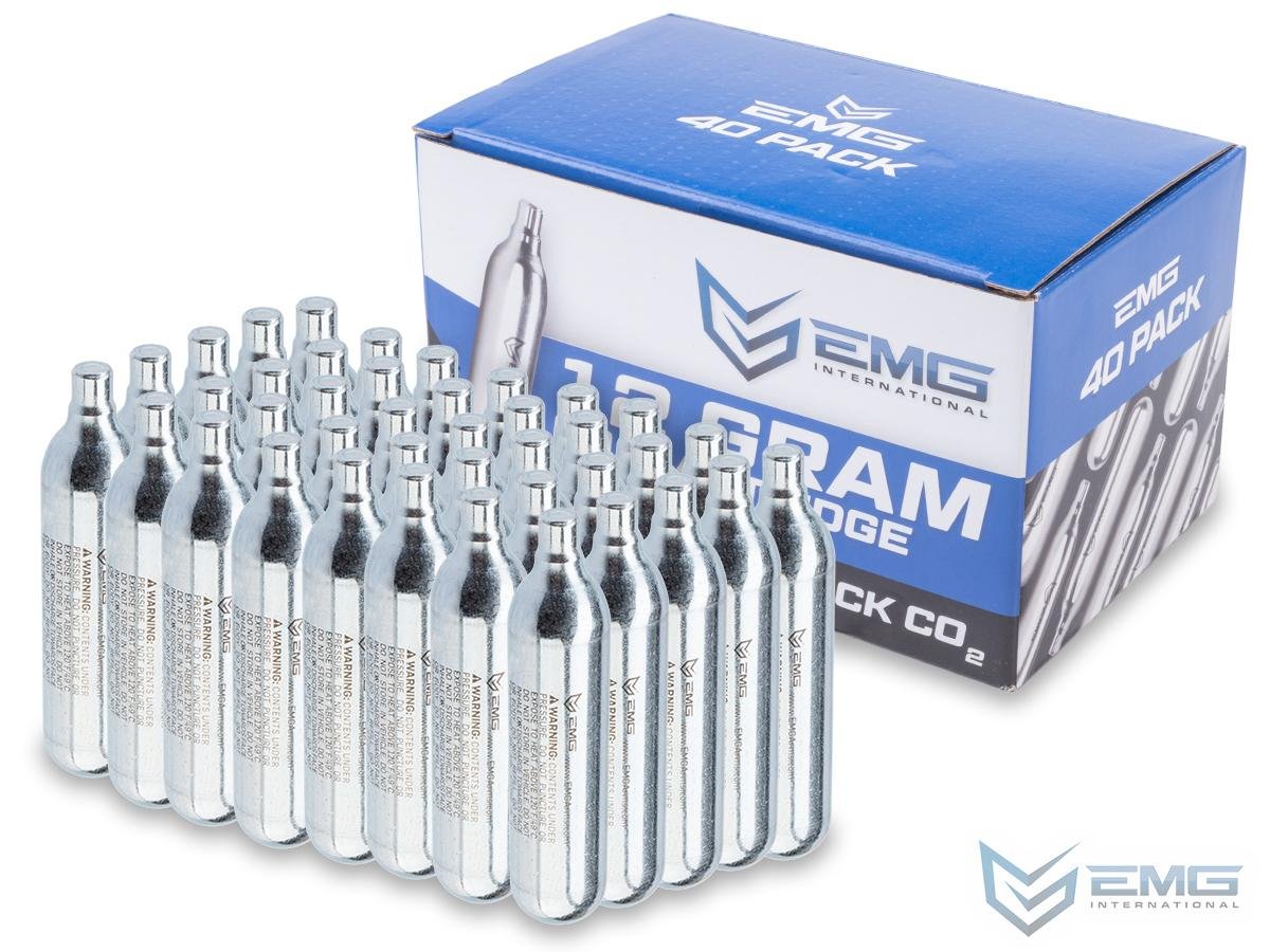 EMG 12 Gram CO2 Cartridge for Airsoft and Air Gun (Size: Box of 40) image 0