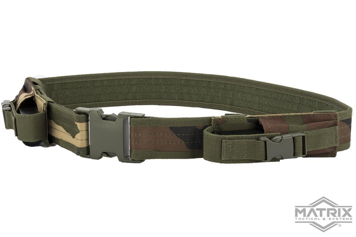 Matrix Ballistic Nylon Tactical Pistol Belt (Color: Woodland w/ Mag Pouches) image 0