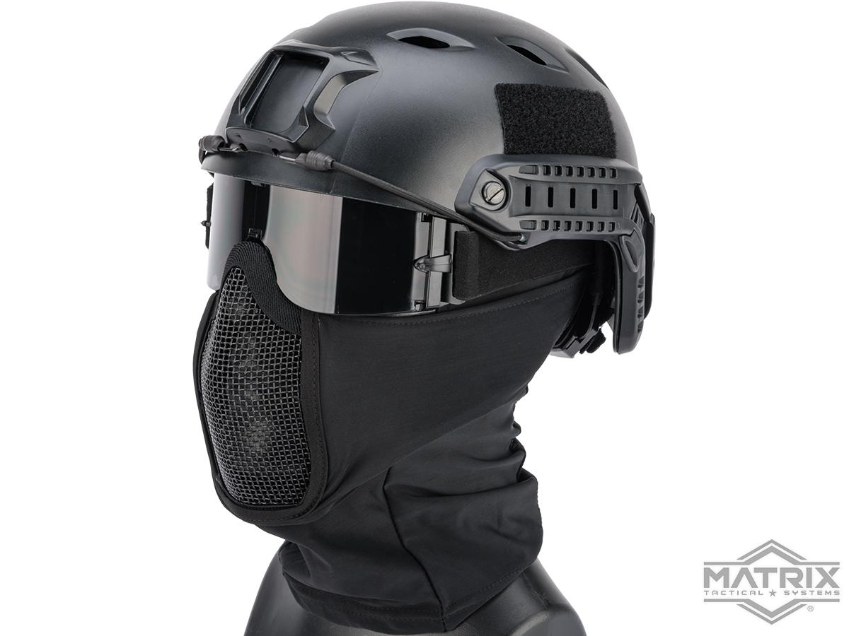 Matrix / Swiss Arms Shadow Fighter Hood Headgear w/ Mesh Mouth Protector
(Color: Black)