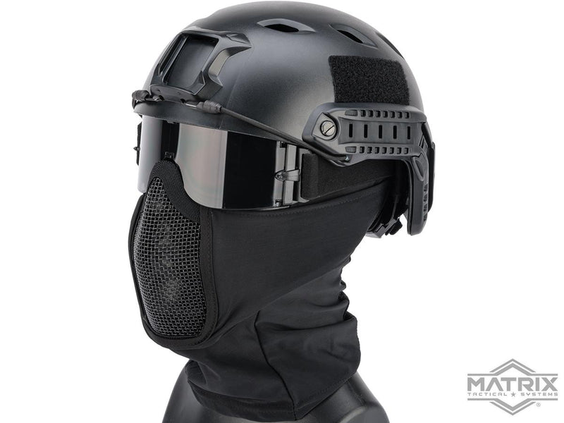 Matrix / Swiss Arms Shadow Fighter Hood Headgear w/ Mesh Mouth Protector
(Color: Black)
