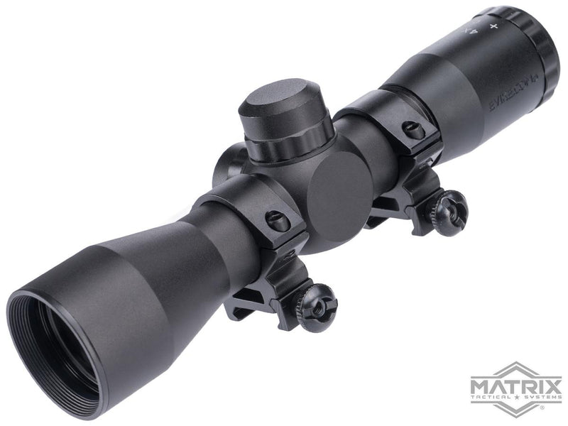 Matrix 4X32 Compact Mil-Dot Scope w/ Ranger Finder Recticle & Steel Ring Mount Set