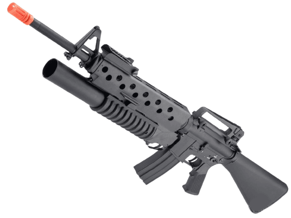E&C Airsoft M16A4 Airsoft AEG Rifle w/ M203 40mm Airsoft Grenade Launcher