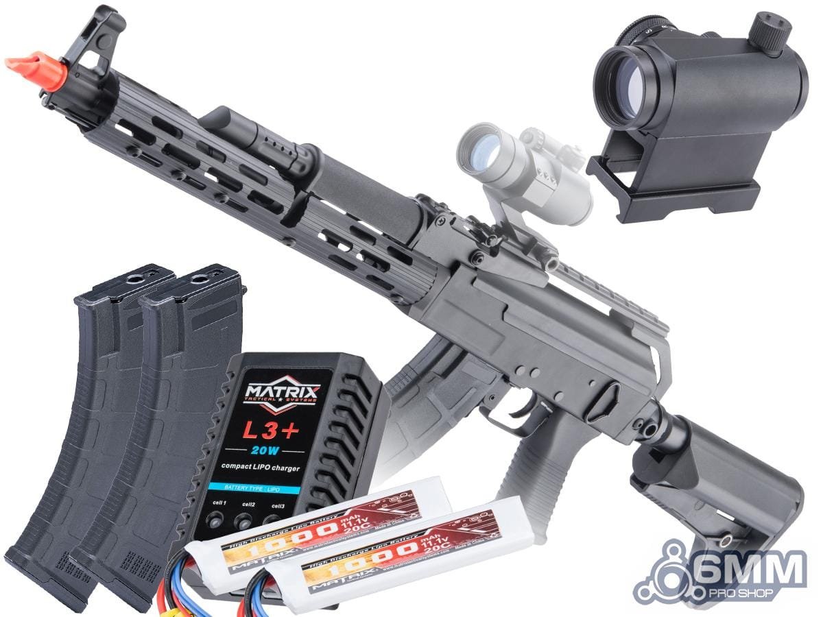 6mmProShop AK Spetsnaz Op. Airsoft AEG Rifle w/ Steel Receiver & M-LOK Handguard by CYMA (Color: Milled Style Receiver / Go Airsoft Package)