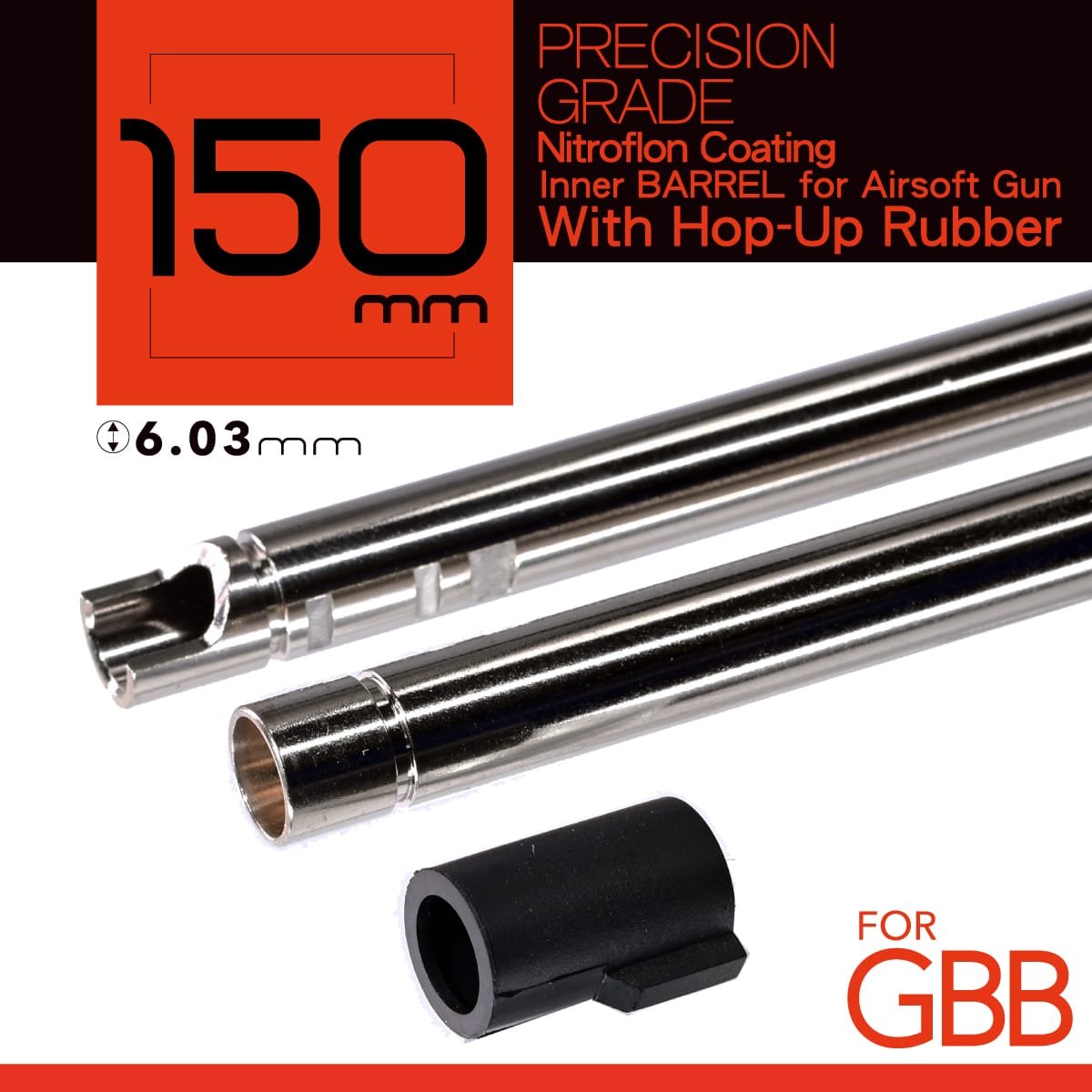 Unicorn Airsoft 6.03 NITROFLON Coated Brass Inner Barrel for Tokyo Marui GBB Airsoft Guns (Length: 150mm)