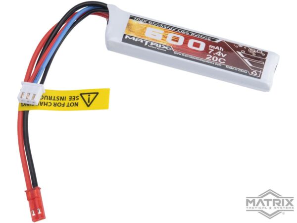 Matrix 7.4V 600mAh Mini LiPo Airsoft Battery (Model: JST Connector)