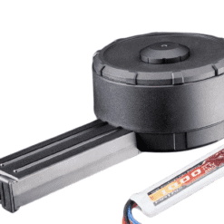 Angel Custom 3000 Round "ZAKU" Electric Auto-Winding Drum Magazine for P90 Airsoft AEGs (Package: Add Voltage Tester & Battery)