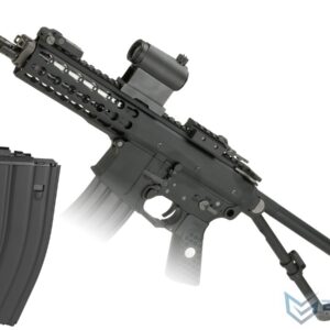 EMG Knights Armament Airsoft PDW M2 Compact Gas Blowback Airsoft Rifle (Model: Black 400FPS / Green Gas / Add Extra Magazine)