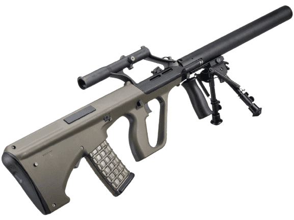 Snow Wolf AUG "Phantom" Bullpup Airsoft AEG Rifle w/ Integrated Scope and Suppressor
