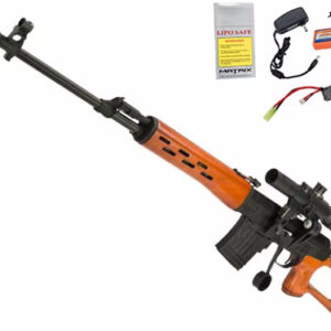 Matrix AK SVD Airsoft AEG Sniper Rifle by CYMA - Metal Receiver / Real Wood (Package: Add 7.4v LiPo Battery + Charger)