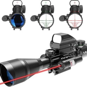 12X50 Rifle Scope Dual Illuminated Reticle W/Laser Sight and Holographic Dot Reflex Sight