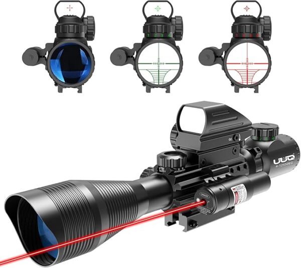12X50 Rifle Scope Dual Illuminated Reticle W/Laser Sight and Holographic Dot Reflex Sight