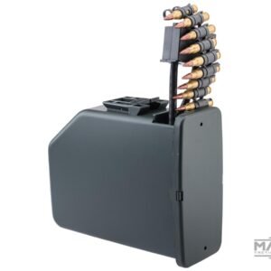 Matrix Battle Axe 6000 Round Auto Winding & Sound Control Electric Drum Magazine for M249 Airsoft AEG SAW Rifles (Color: OD Green)