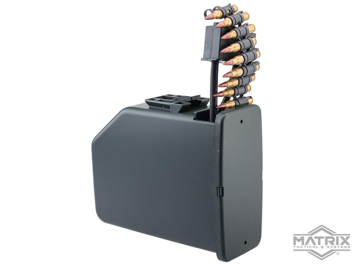 Matrix Battle Axe 6000 Round Auto Winding & Sound Control Electric Drum Magazine for M249 Airsoft AEG SAW Rifles (Color: OD Green)