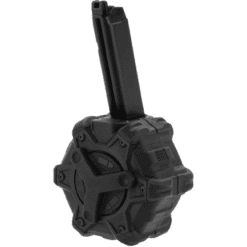 AW Custom Drum Magazine for Gas Blowback Airsoft Pistols & Rifles (Model: SAI BLU/Elite Force GLOCK / Black)