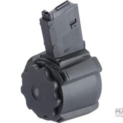 Matrix Battle Axe 2200 Round Auto Winding & Sound Control Electric Drum Magazine for M4/M16 Airsoft Rifles (Model: Systema PTW / Black)