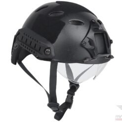 Avengers Lightweight Vented High Cut Helmet w/ Drop-Down Goggles (Color: Black)