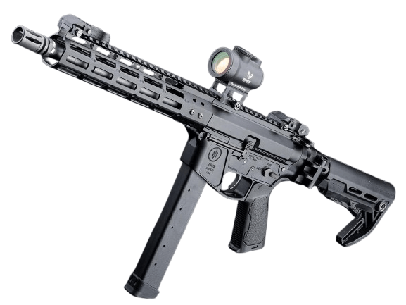 EMG Strike Industries x PWS Licensed 9mm Pistol Caliber Carbine AEG w/ GATE Aster MOSFET (Model: 10" M-LOK Rail / Folding Stock / 400 FPS / Gun Only)