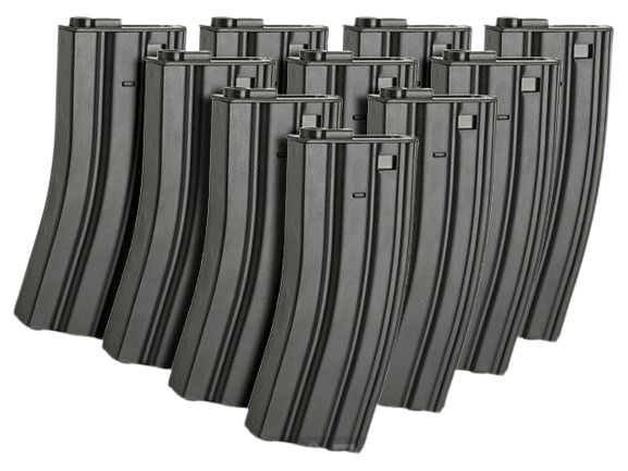 Matrix Metal 300rd Hi-Cap Magazine for M4/M16 Series Airsoft AEG Rifles (Color: Black / Set of 10)