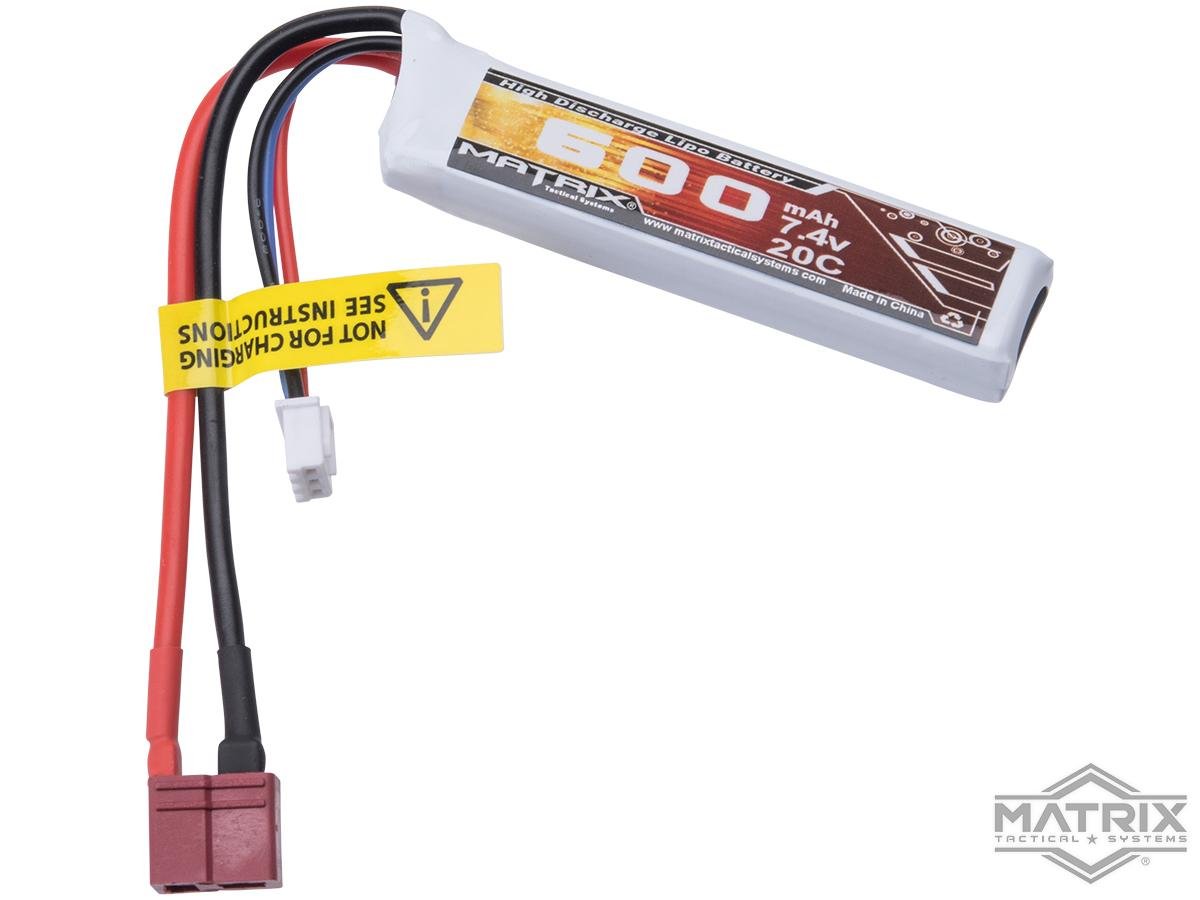 Matrix 7.4V 600mAh Mini LiPo Airsoft Battery (Model: Standard For Deans / T-Plug Connector)