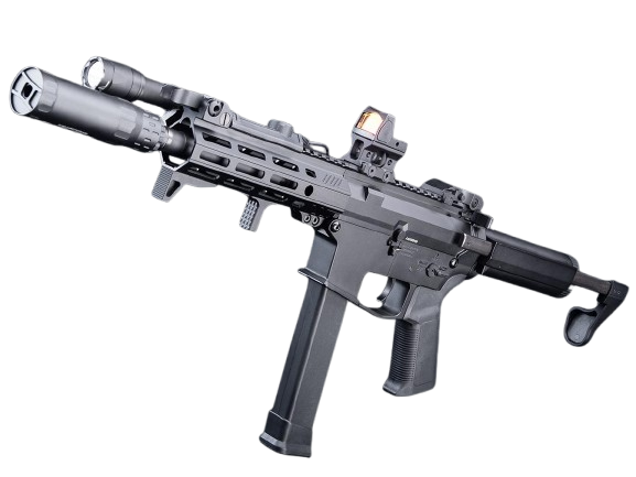 EMG Helios Angstadt Arms Custom Built "Breacher" UDP-9 Pistol Caliber Carbine G3 AEG (Color: Black / 7.5")