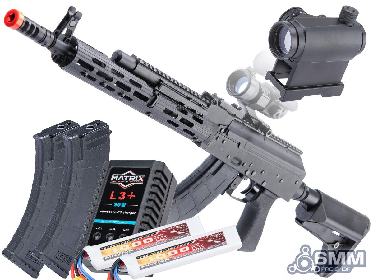 6mmProShop AK Spetsnaz Op. Airsoft AEG Rifle w/ Steel Receiver & M-LOK Handguard by CYMA (Color: Stamped Receiver / Go Airsoft Package)