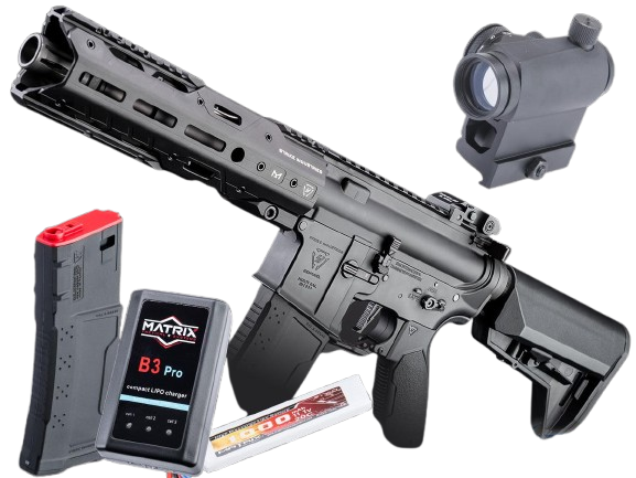 EMG Custom Built Strike Industries Licensed "Sentinel" AR-15 Airsoft AEG Rifle w/ GRIDLOK® Handguard System (Color: Black / 8.5" Rail / Go Airsoft Package)