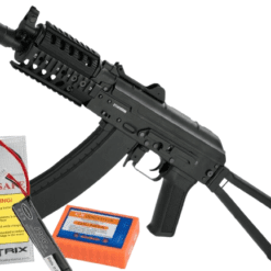 CYMA Stamped Steel AKS-74UN RAS Airsoft AEG Rifle with Steel Folding Stock (Model: Standard / 7.4v LiPo Battery + Charger)