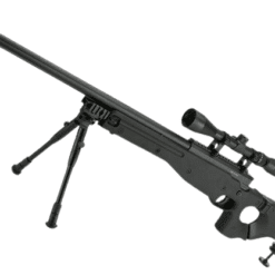 Matrix AW-338 MB08D Bolt Action Airsoft Sniper Rifle with Folding Stock by WELL (Color: Black + Scope and Bipod)
