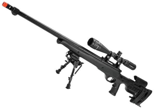 Matrix Custom VSR10 MB12 Airsoft Bolt Action Sniper Rifle by WELL (Package: Black + Scope and Bipod)
