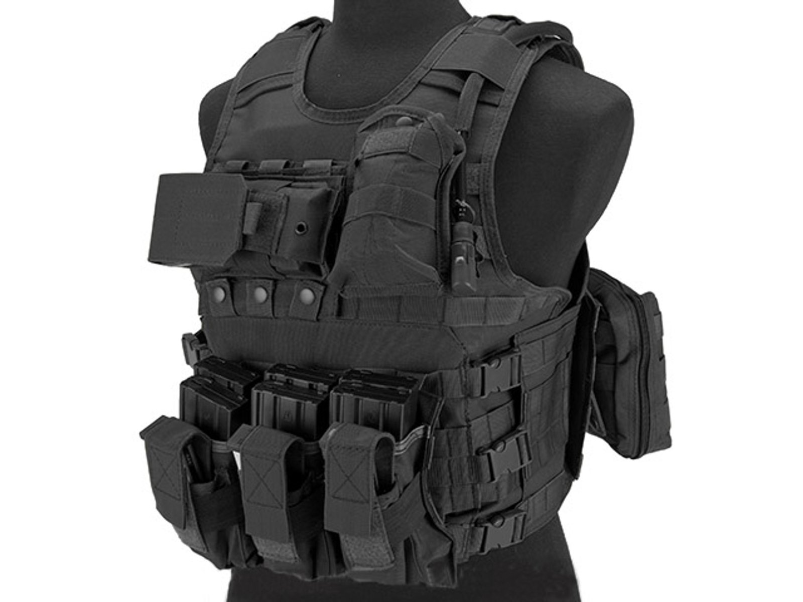 Matrix MEA Tactical Vest with M4 Magazine Pouches and Hydration Bladder (Color: Black)