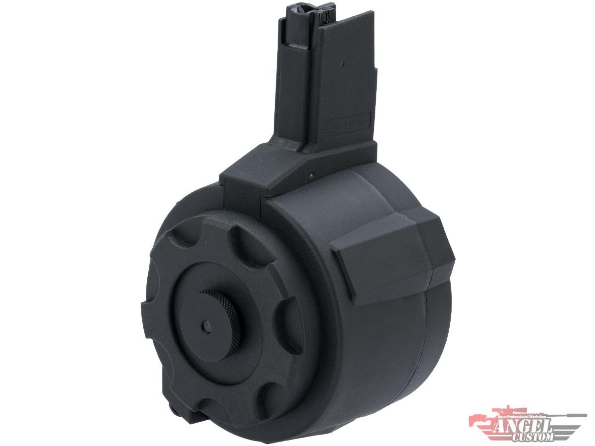 Angel Custom 1500 Round Firestorm Airsoft AEG Drum Flashmag (Model: Scorpion EVO Adapter / Black)