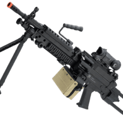 Cybergun FN Licensed M249 MINIMI "Featherweight" Airsoft Machine Gun (Model: Para / 400 FPS Electronic Trigger MOSFET / Add 1500rd Tan Sack Magazine)