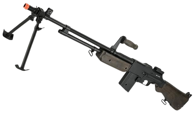 BAR M1918 A2 Full Size Full Metal Airsoft AEG Rifle w/ Steel Bipod by Matrix (Furniture: Real Wood)