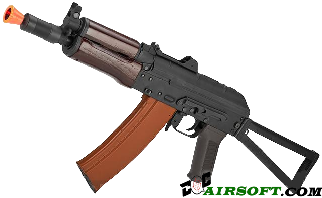 CYMA Standard Stamped Metal AK74U Airsoft AEG Rifle w/ Steel Folding Stock and Wood Furniture